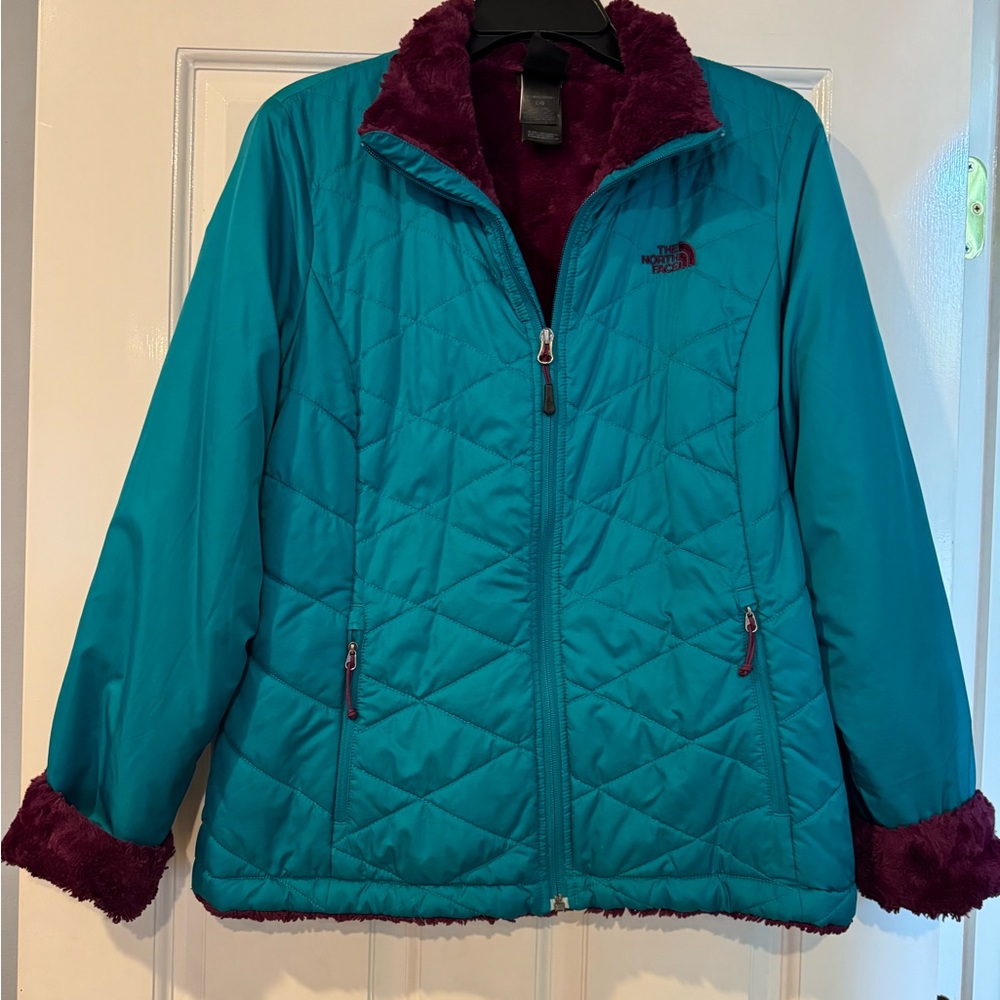 North Face Mossbud Contrasting Color Jacket - teal/raspberry